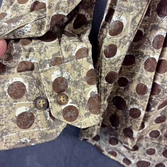 VTG Re-union Shirt Men's Small Browns Button Down Long Sleeve Disco Grandpa Core - Picture 7 of 7